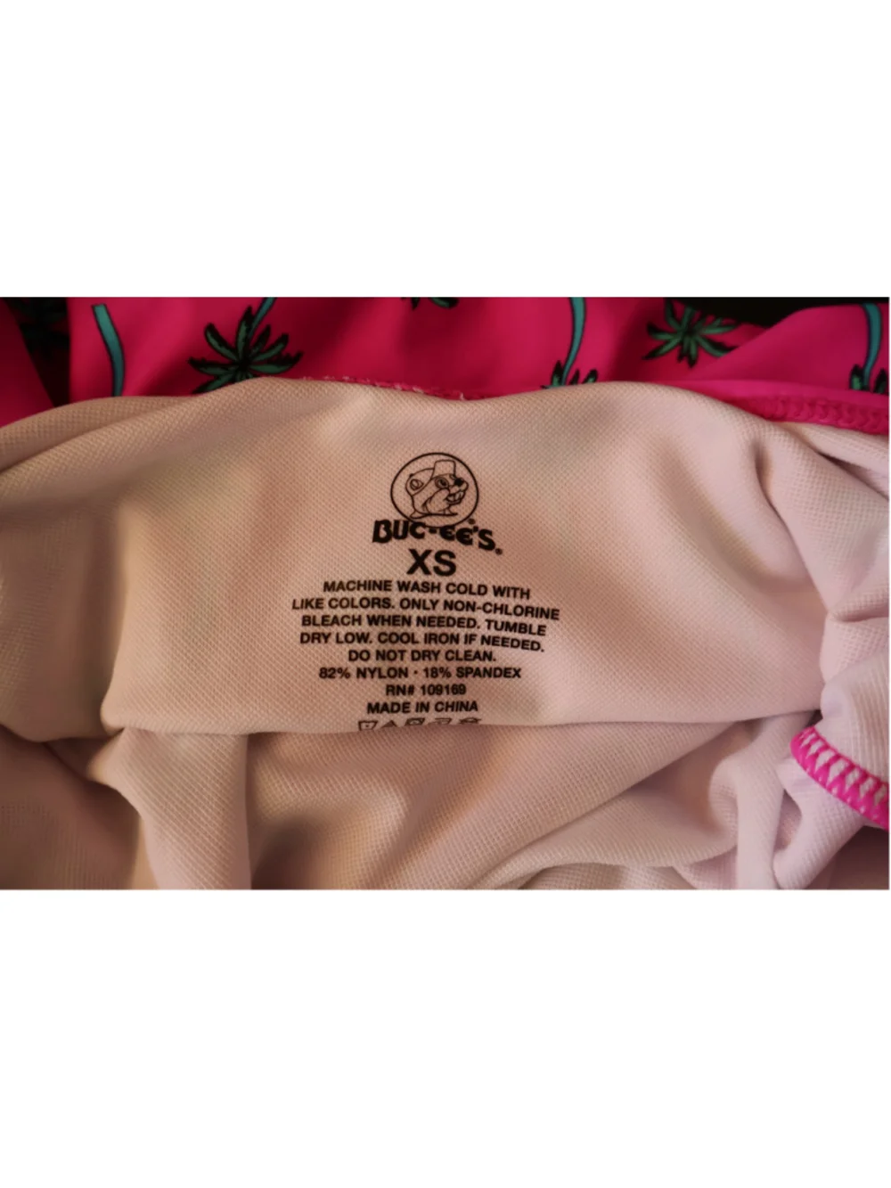 Buc-ee’s Pink Palm Tree One Piece Swimsuit Beaver Logo Women’s XS